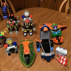 Lot Of 12 Vintage Fisher Price And/Or Mattel Rescue Heroes Plus Accessories